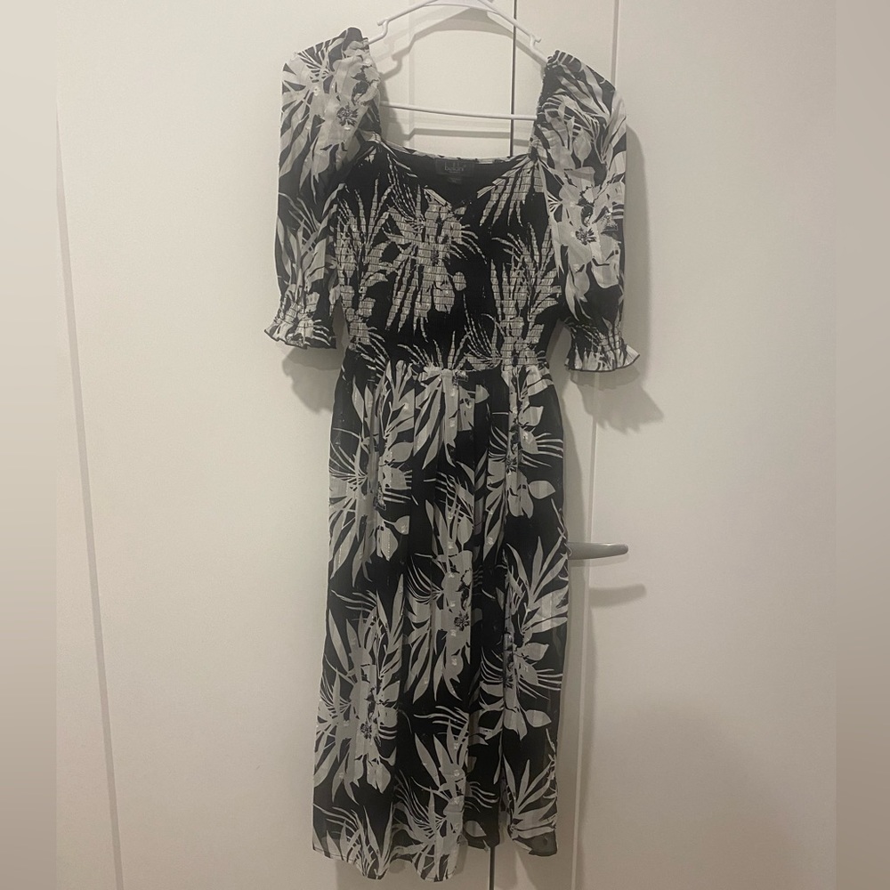 Belldini TropicalFlower Puff Sleeve Dress